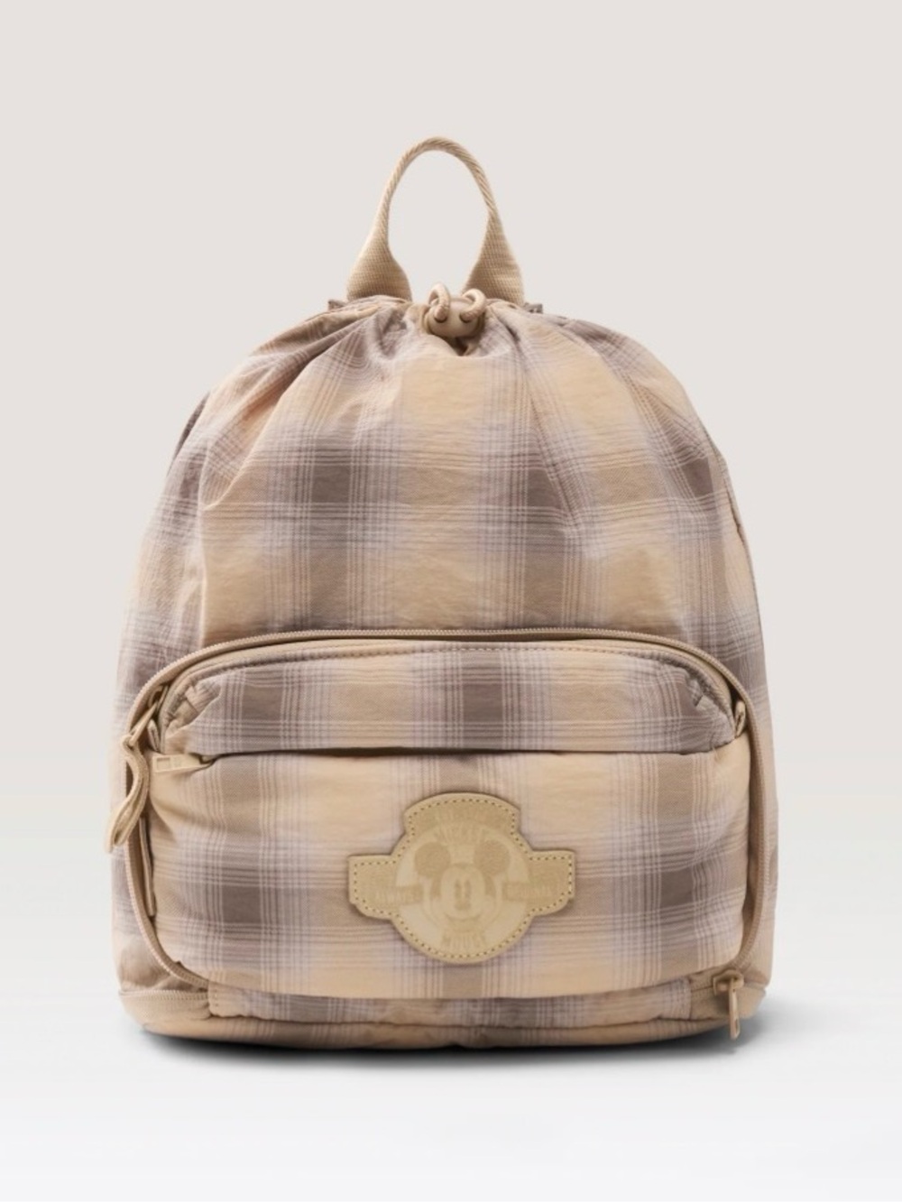 Beis X Disney Compactible Backpack in Beige Plaid